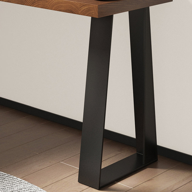 Brown + Black L-Shaped Solid Wood desk, Right, 29.53" H x 78.74" W x 47.24" D
