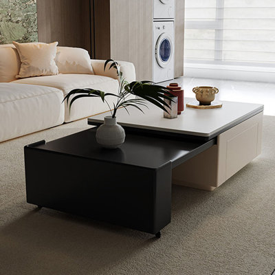 Table basse extensible cachée avec roulettes silencieuses