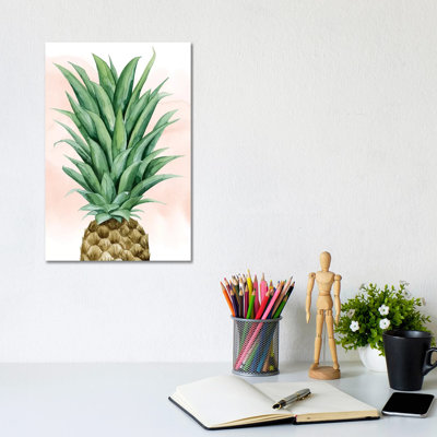 Pineapple On Coral II by Grace Popp - Wrapped Canvas Painting
