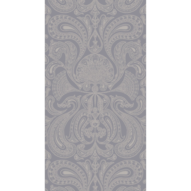 Malabar Paisley Wallpaper Roll, Silver/Gray