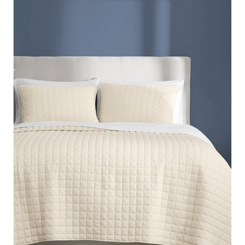 Brooklyn Loom Essential Cotton Quilt Set, Natural, Twin Extra Long Quilt  + 1 Sham