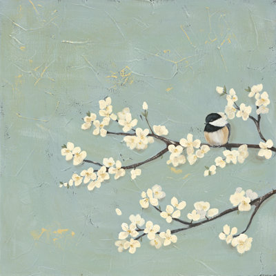 Chickadee & Dogwood I by Jade Reynolds - Wrapped Canvas Painting