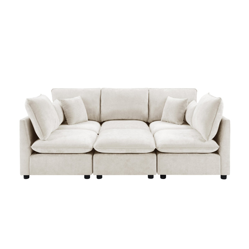 Canapé modulaire moderne Canapé modulaire de 93,7 po, Chenille beige