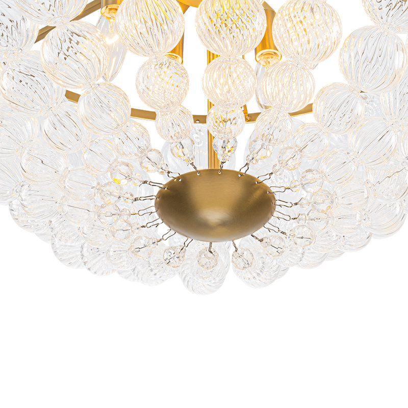 Lustre bol moderne en verre de luxe, 6 lumières