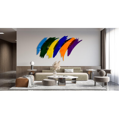 Oversized Multicolor Brush Wall Art - Transparent Acrylic Decor