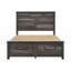 Grand lit plateforme 1pc gris avec rangement pour pied de lit