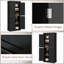 Garde-manger autoportant 72,5 po avec 4 portes et tablettes réglables, rangement en panneau de fibres à densité moyenne noir pour la cuisine et la salle à manger