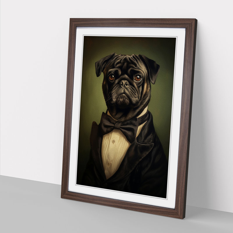 Pug Romanticism - Framed Print, Walnut, 34" H x 25" W x 2" D