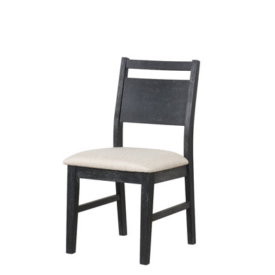 Saby Dining Side Chair Set Of 2, White Padded Seat, Black Frame