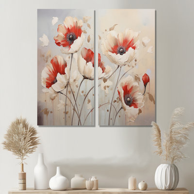 «Blossoms Of Grace Minimalisme Poppies», impressions sur toile traditionnelles