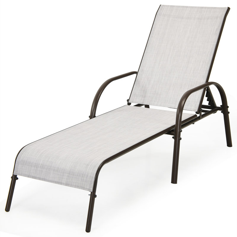 Chaise longue inclinable 63 po Jaylan, Brun / Gris