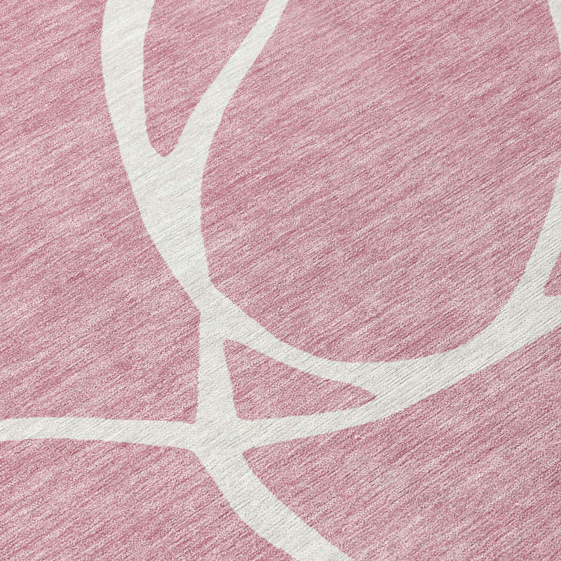 Tapis lavable intérieur / extérieur rose Mirelle , 8 pi x 8 pi