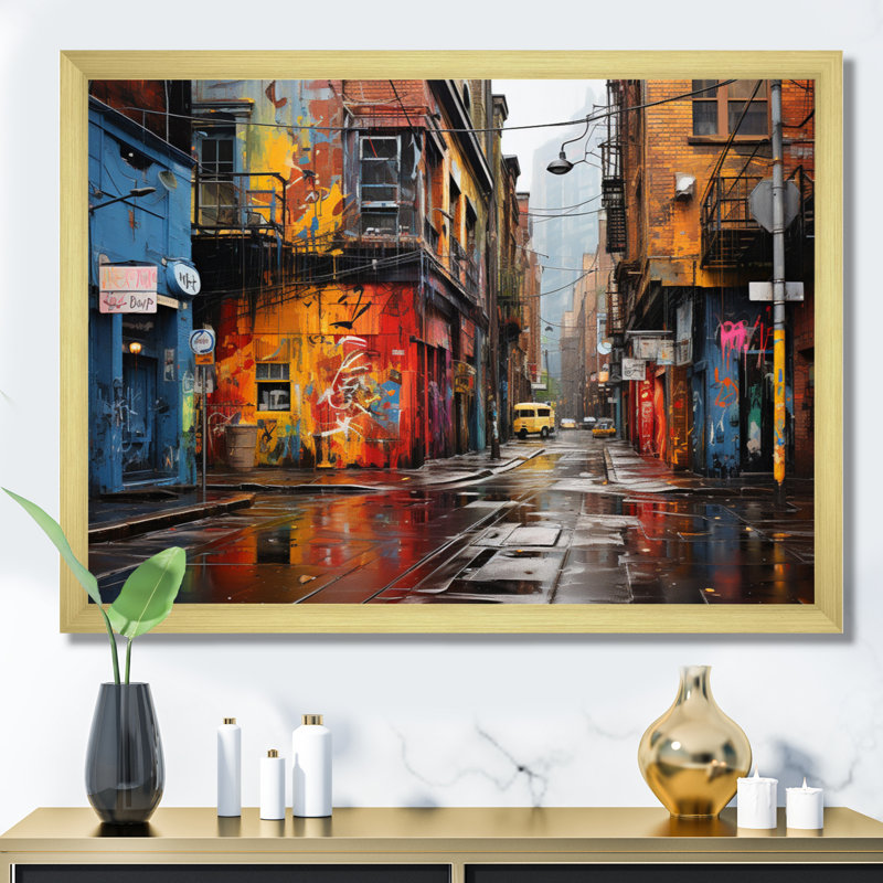 Toronto Urban Graffiti III, reproduction d'art sur toile, H 12 po x l 20 po, Encadrement doré
