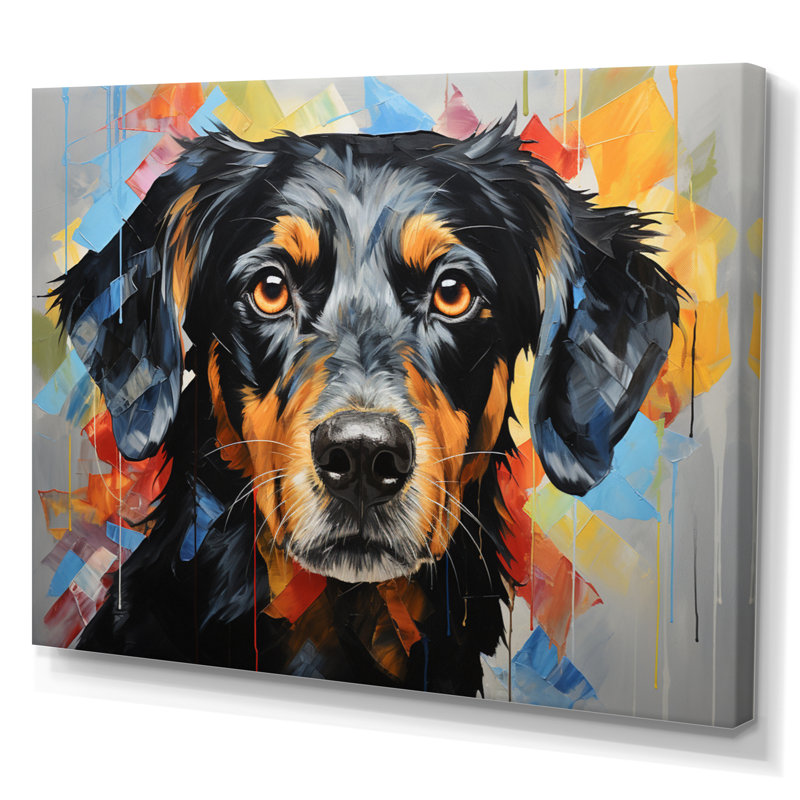 Chien, chien, compagnon, collage - imprimé, Toile tendue, H 30 po x l 40 po x P 1,5 po