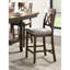 Oak Counter Height Seating Of 2, Double Cross Back Chairs With Padded Fabric Seat ( 2), Wood, Back, Grey Textured-998815244