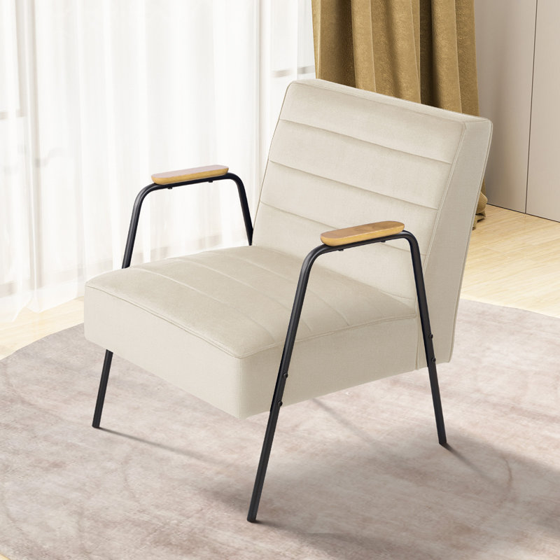 Chaise longue en velours 26,3 po, Velours crème