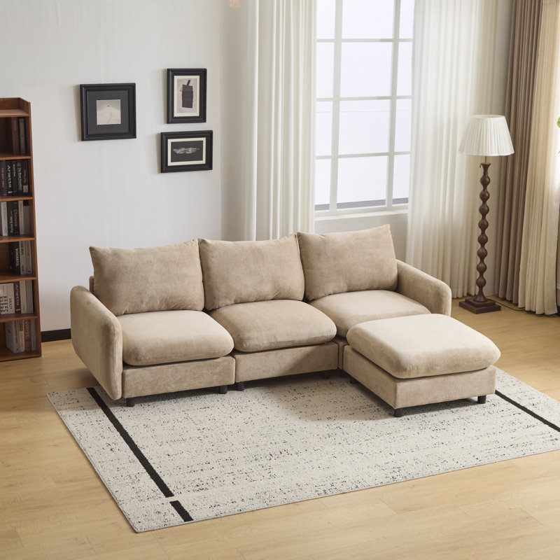 Ryder Modular Sectional Sofa, 34" H x 99.5" W x 67" D, Nomad Polyester Blend