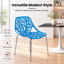 Chaise de salle à manger empilable Hadda avec dossier à découpes florales et pieds en acier inoxydable-1697409753