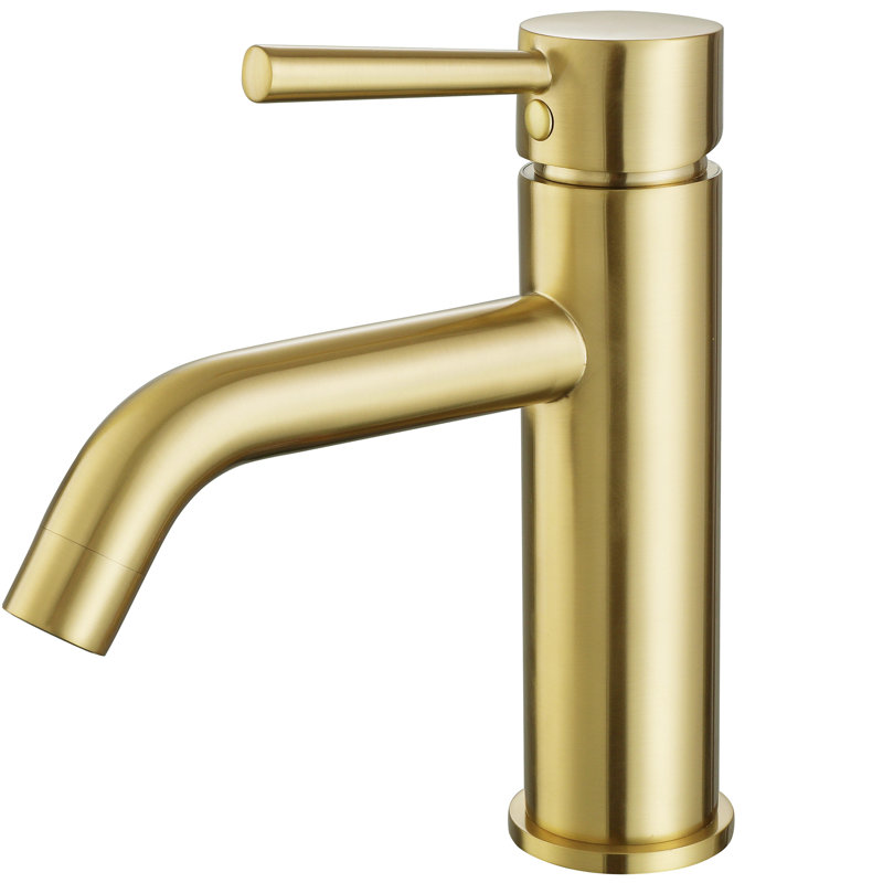Robinet de lavabo de salle de bain à fixation sur comptoir 5,04 po, robinet simple en laiton massif Hanlde, Or brossé