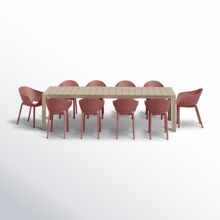 Farrah Euro Café Rectangular 10 - Person 110" Long Dining Set