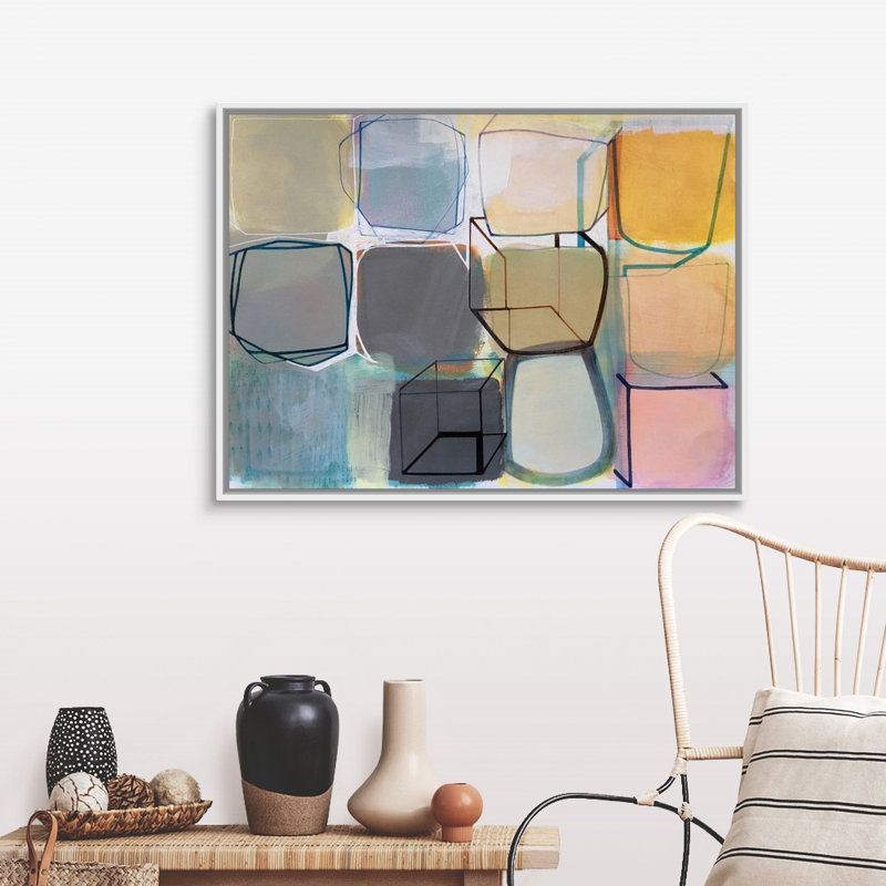 Reproduction d’art sur toile, "Paper abstract 2" par Naomi Taitz Duffy, Cadre blanc, H 32 po x l 42 po x P 1,75 po