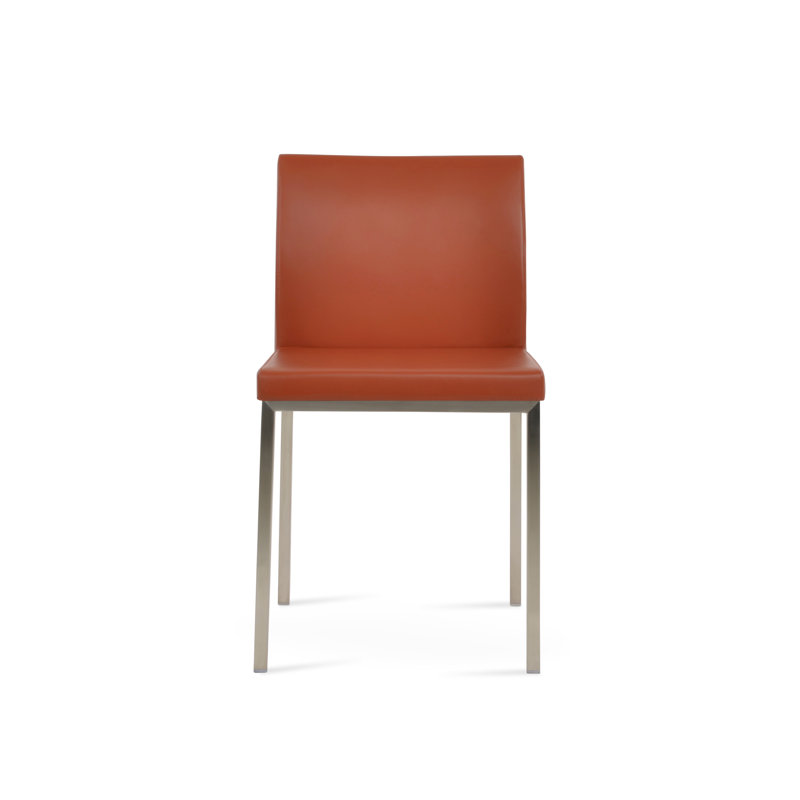 Aria Metal Side Chair, Stainless Steel, Leatherette Cinnamon