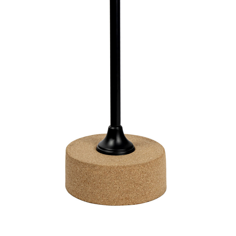Table de bout à piédestal rond 23,5 po Calix, liège brun clair et table d'appoint en fer noir mat pour le salon ou la chambre à coucher Calix