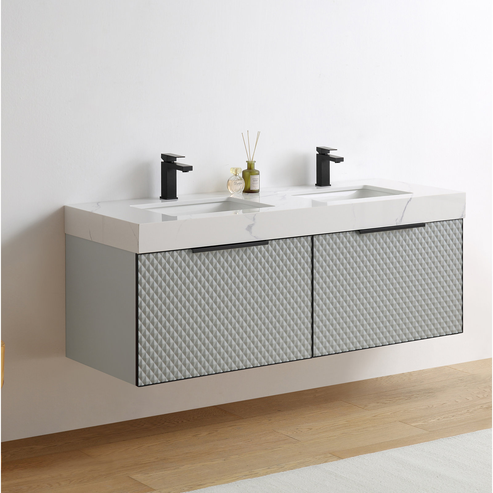 Diedrick 60'' Double Bathroom Vanity, Silver Gray