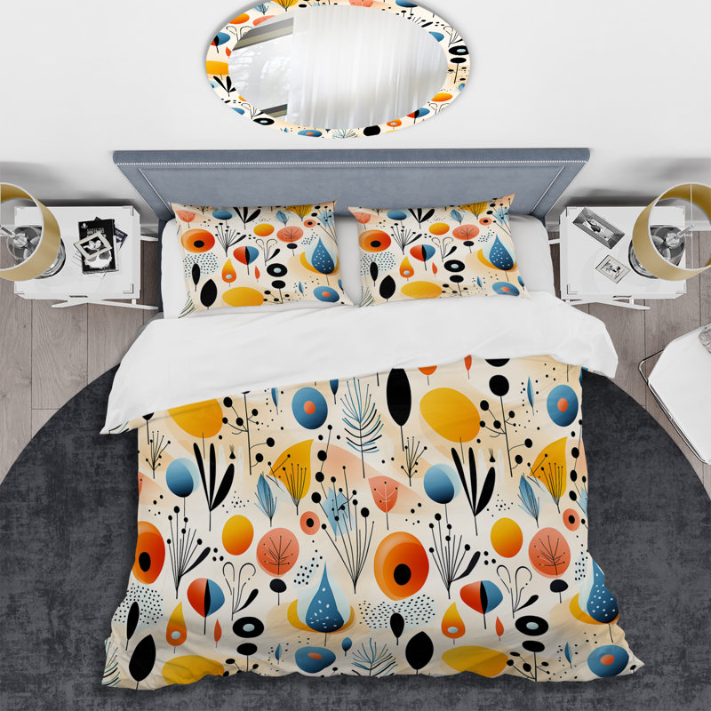 Playing Pattern With Colorful Geometric I Geometric Shapes Duvet Cover, Twin Duvet Cover + 1 Standard Sham