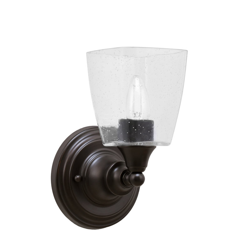 Wall Sconce Shown With 4.5” Square Clear Bubble Glass, Espresso