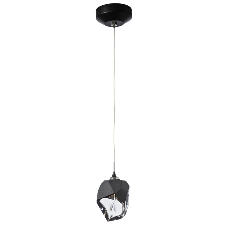 Luminaire suspendu géométrique à 1 lumière Chrysalis, Noir, Noir
