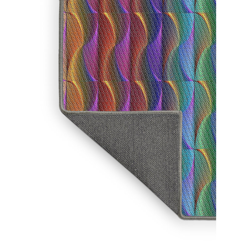 Tapis à motifs vert/jaune/mauve foncé, Rectangle 2 pi x 3 pi