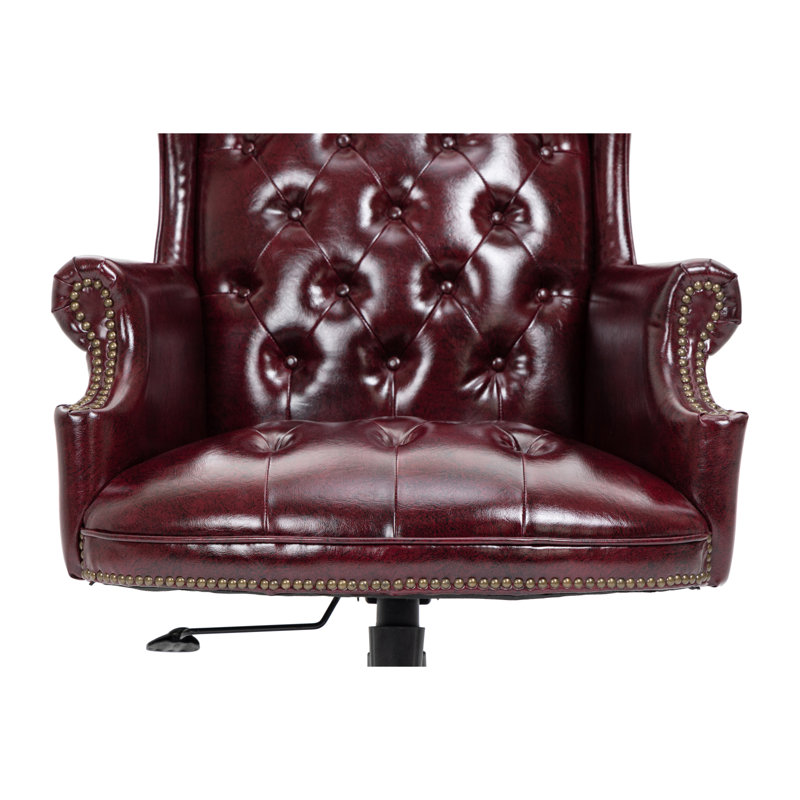 Fauteuil de direction ergonomique avec dossier capitonné, roulettes pivotantes et hauteur réglable, Red
