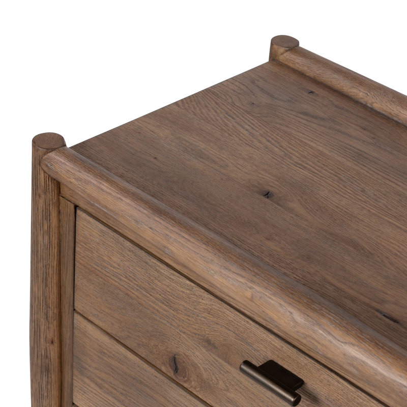Glenview 3 - Drawer Solid Wood Nightstand, Weathred Oak