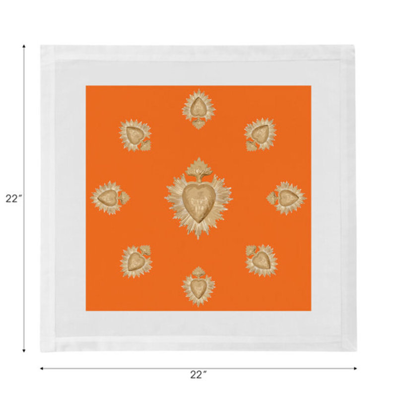 Serviettes de table en coton ex voté, Orange