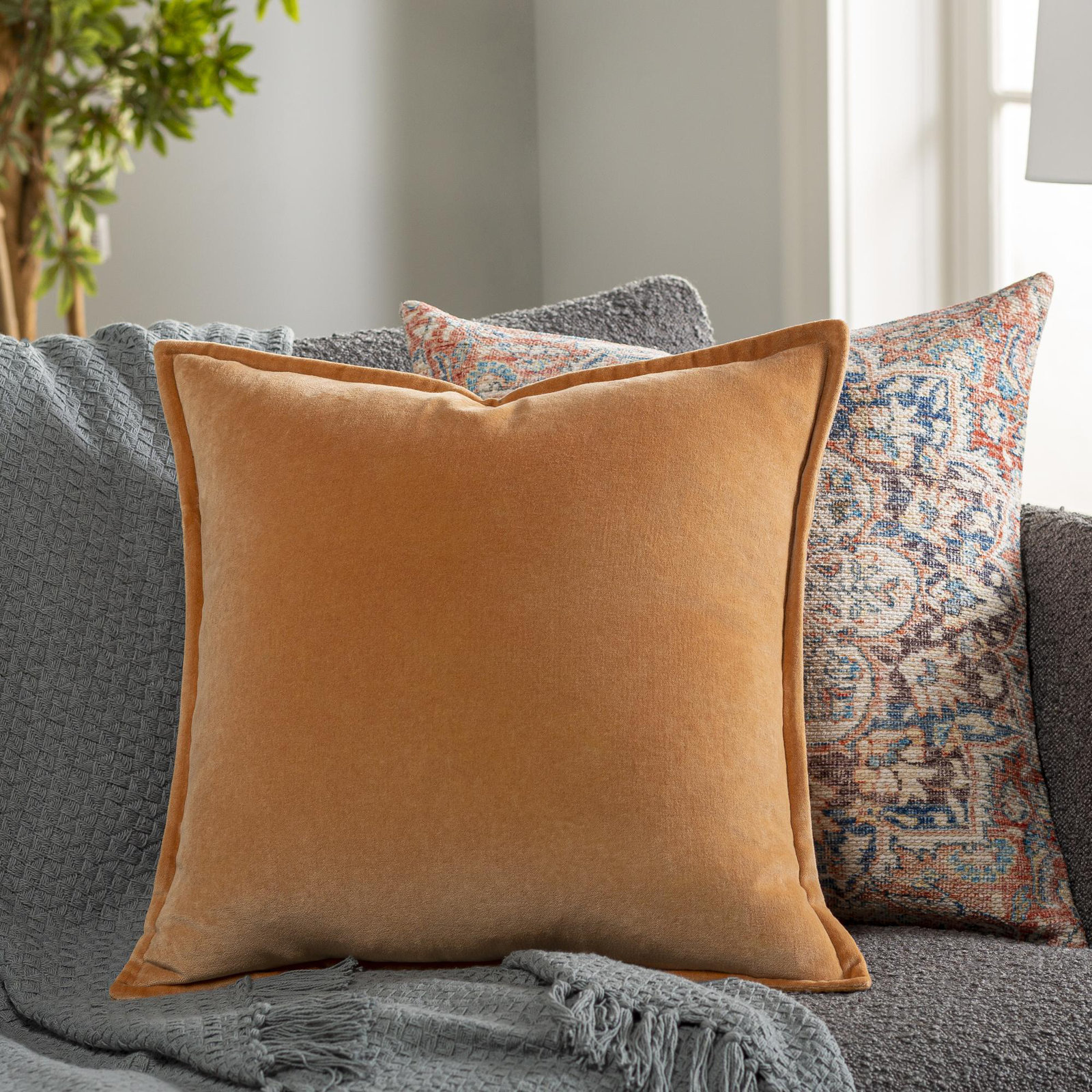 Norwin Cotton Throw Pillow, Polyester, 13"H x 19"W, Orange