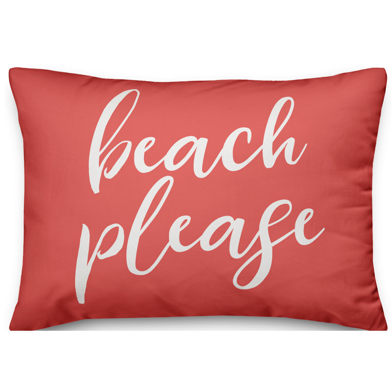 Textual Outdoor Throw Pillow, Coral