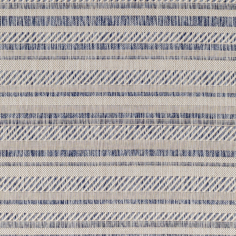 Tapis intérieur / extérieur rayé Mendota Bellino, Rond 5 pi 3 po