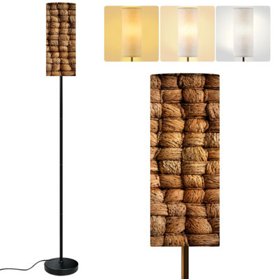  Lampe sur pied 68,5 po à pied mat en jacinthe d'eau à intensité variable avec abat-jour en lin et ampoule DEL incluse