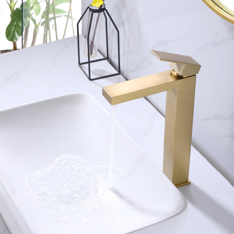 Grand robinet de salle de bain monotrou avec plaque de pont, certifié CUPC, en or brossé ou noir mat, Or brossé