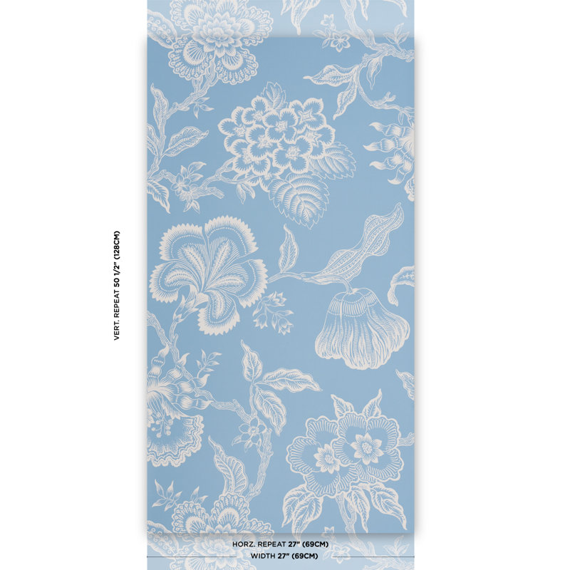Rouleau de papier peint à motif de fleurs Celerie Kemble Hothouse, Bleu Bliss