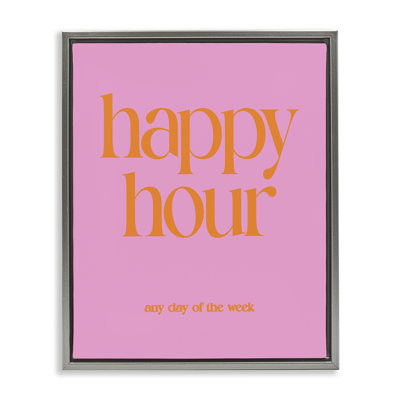«Happy Hour Any Day», art mural encadré sur toile flottante, design par House of Lulu