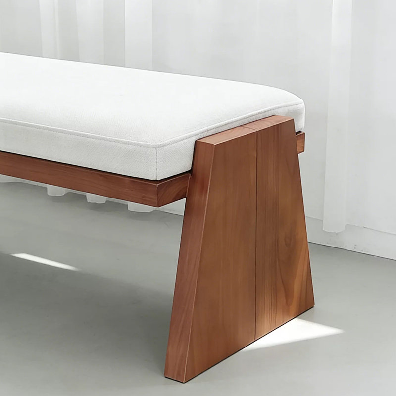 Banc rembourré blanc, H 17,72 po x L 55,12 po x P 17,72 po