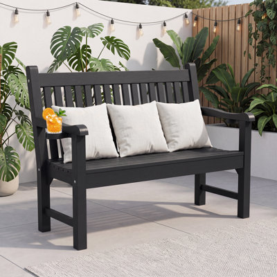 48"W HIPS All Weather Outdoor Bench, 2 Seater Patio Bench