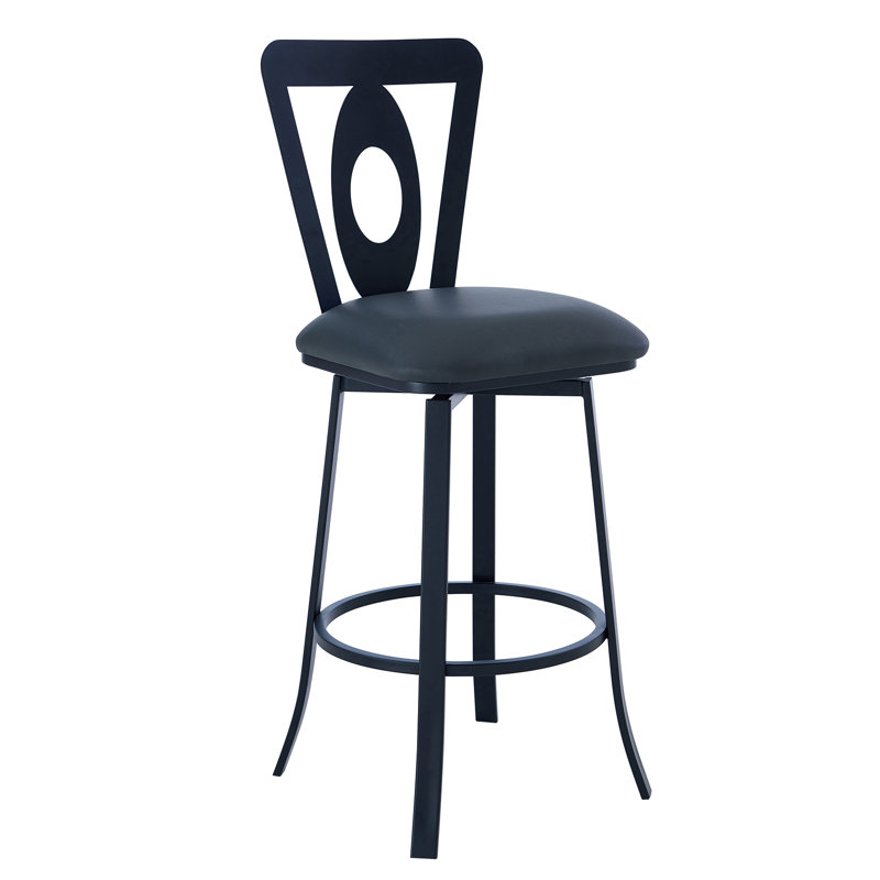 Tabouret de bar Forseti, Noir mat, Tabouret de bar (assise de 30 po de hauteur)