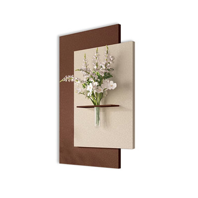 Art mural moderne en grès de style Mid-Century pour hall d'entrée, décor double couche rectangulaire avec vase de culture aquatique à faire soi-même (sans plantes)