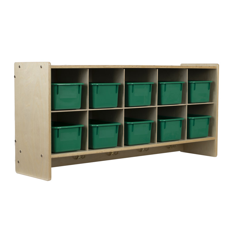 Casier en bois massif 10 compartiments, Vert