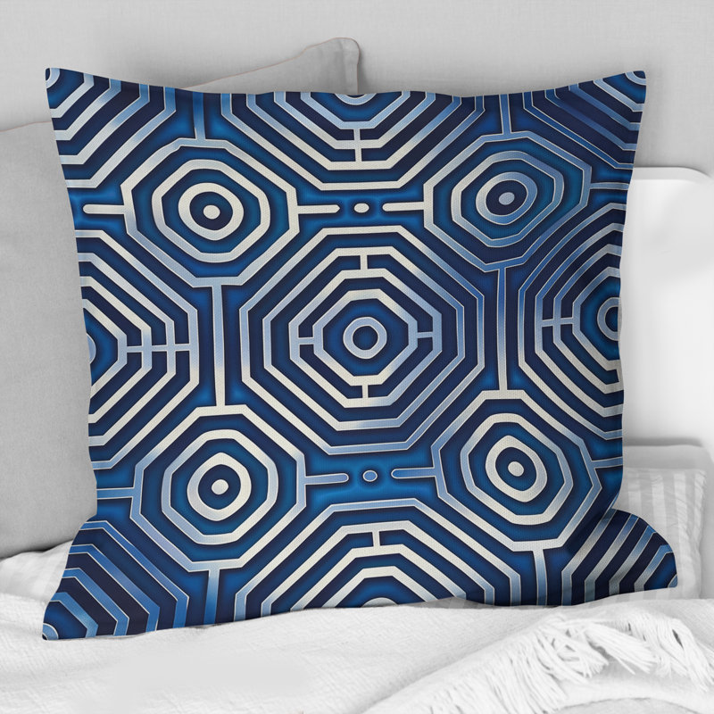 Coussin Blue Modern Maze IV - Modern, H 18 po x l 18 po