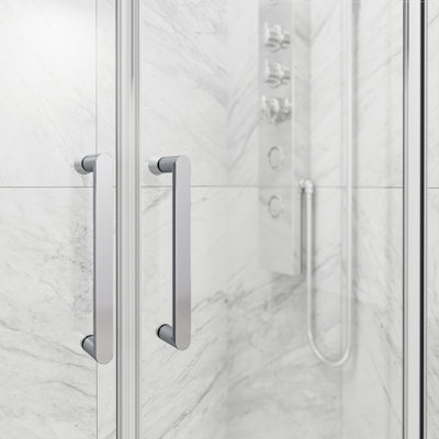 VIGO Paloma 56"–60" W x 74" H Semi-Frameless Double Sliding Shower Door in Chrome with Clear Tempered Glass