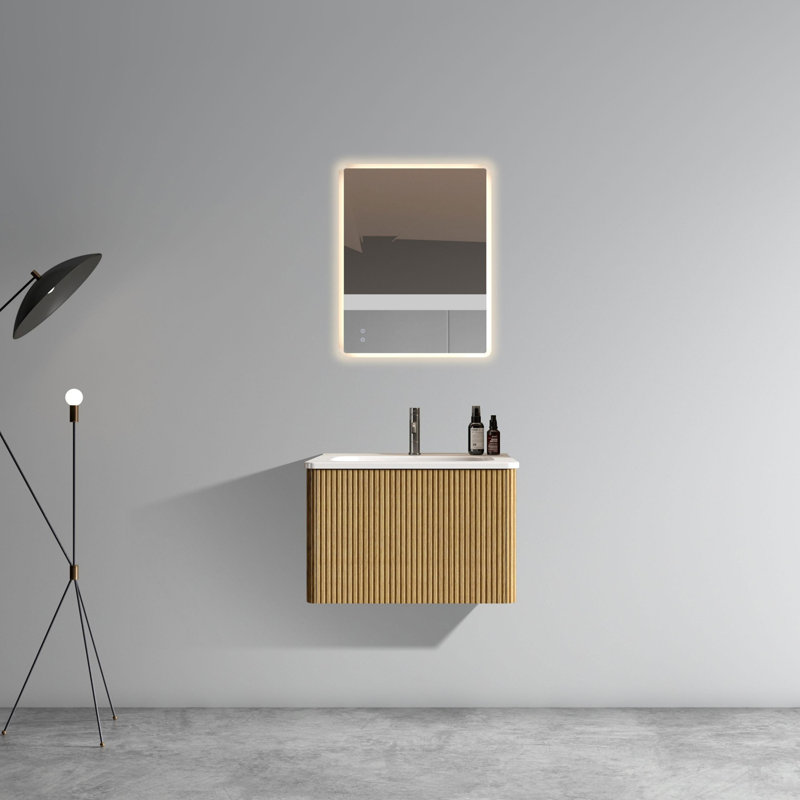 Meuble-lavabo 24 po avec lavabo en céramique, Chêne